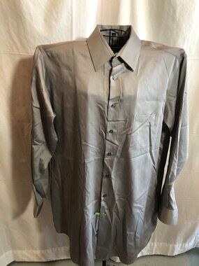 Geoffrey Beene No Iron Tall 17 1/2 35/36 Gray Dress Shirt
